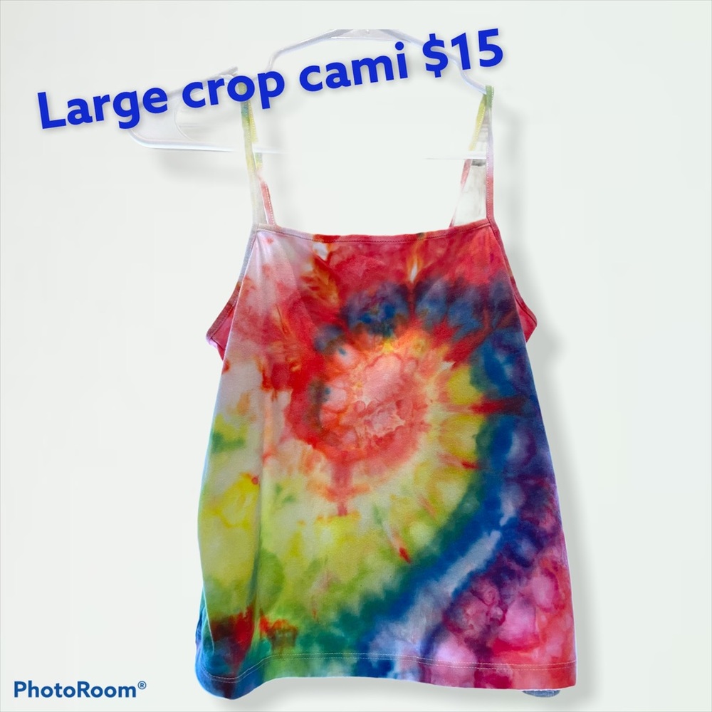 Hand dyed rainbow crop cami!